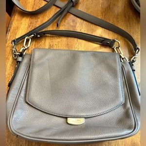 Kate Spade New York Grey Soft Pebbled Leather Medium Flap Shoulder Bag